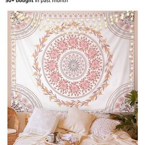 Pink Flowers Rose Mandala Tapestry And 80 x 60